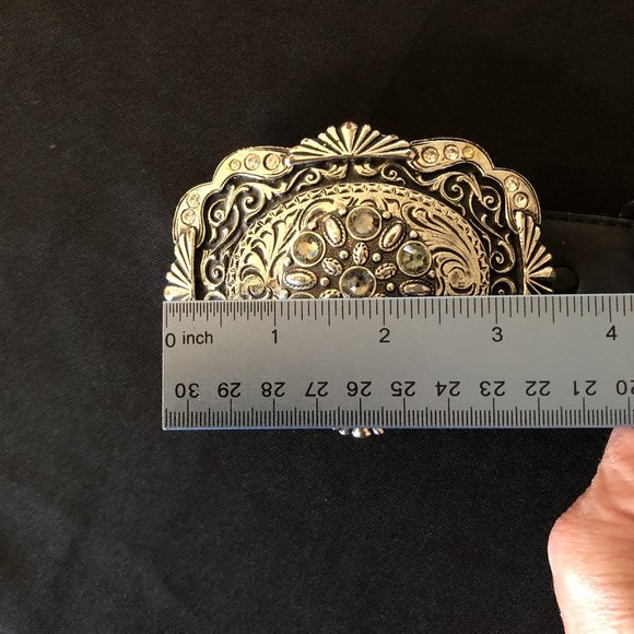Silver Creek Black Leather Belt with Silver Buckle - Picture 10 of 12
